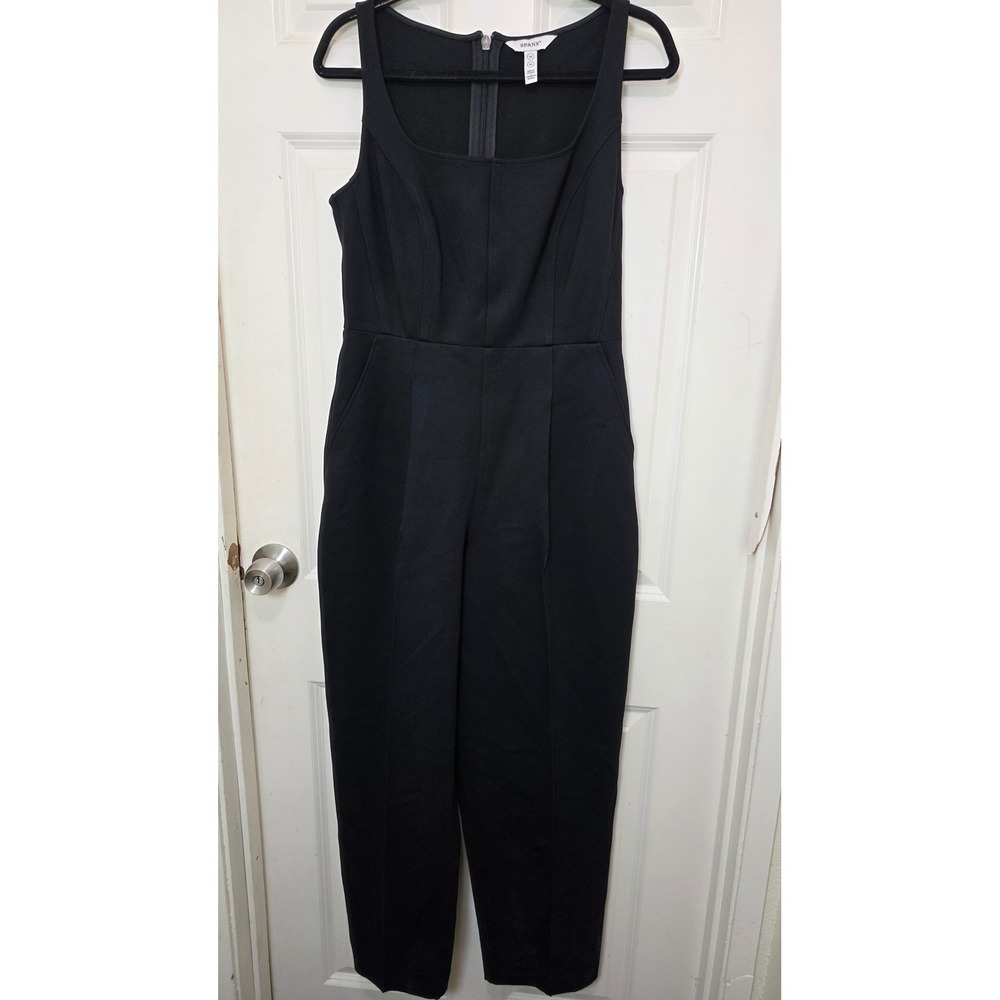 Spanx The Perfect Jumpsuit Womens M Black Sleeveless Square Neck Loungewear Grun